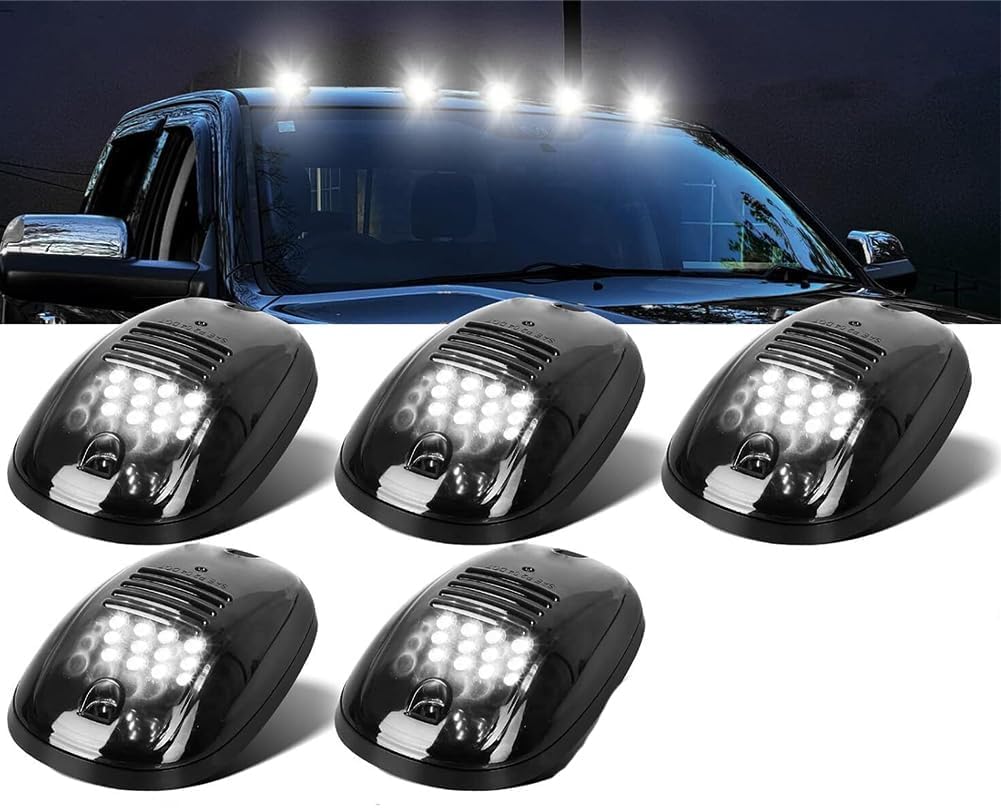 2024 Solar Truck Cab Lights - Wireless, No Drill, Vibration Sensor - White LED Roof Lights for Night Driving