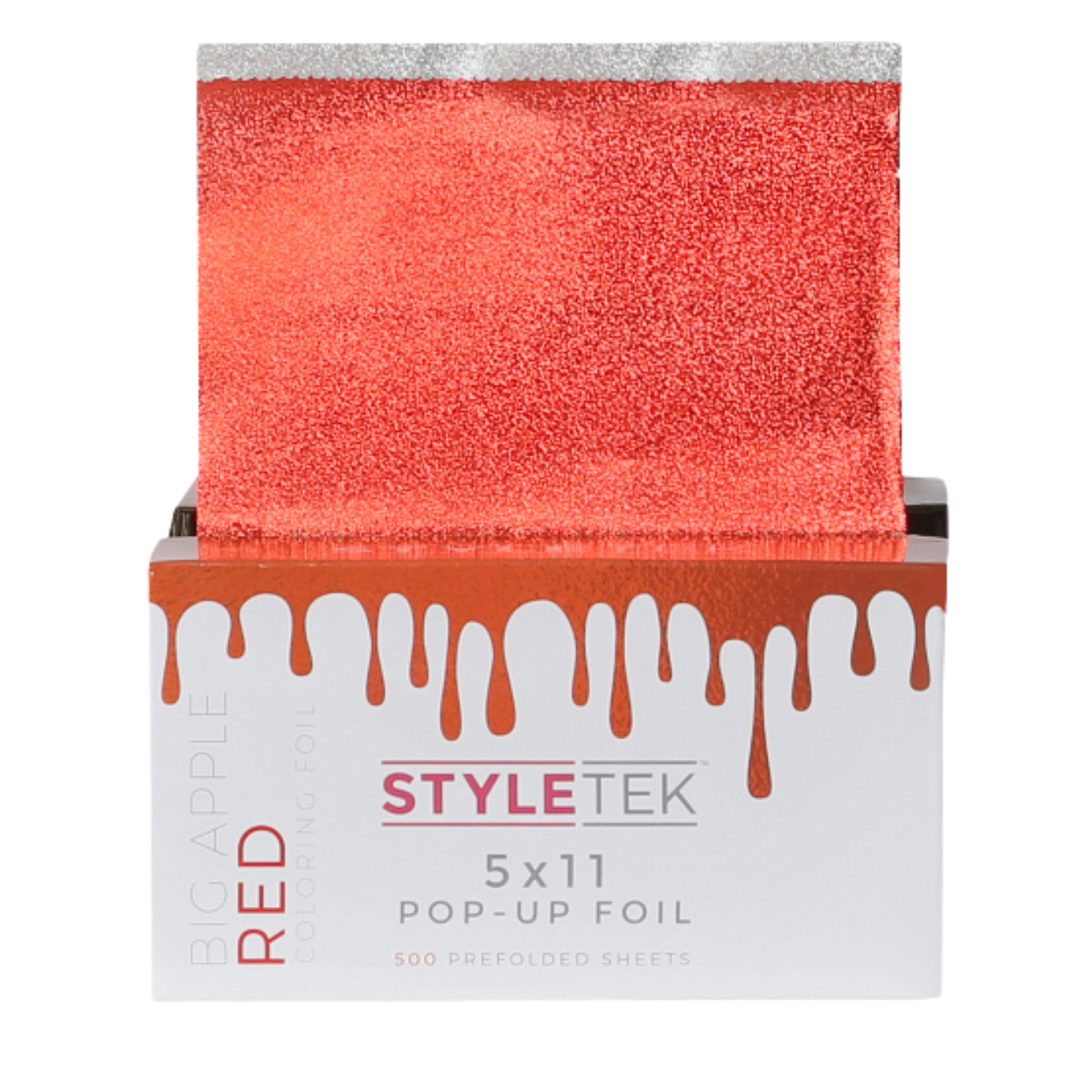 Styletek 5x11 Inch Pre-Cut Pop-Up Foil Sheets - Heavy Texture, Vibrant Red (500 Sheets) for Gift Wrapping, Scrapbooking & DIY Crafts