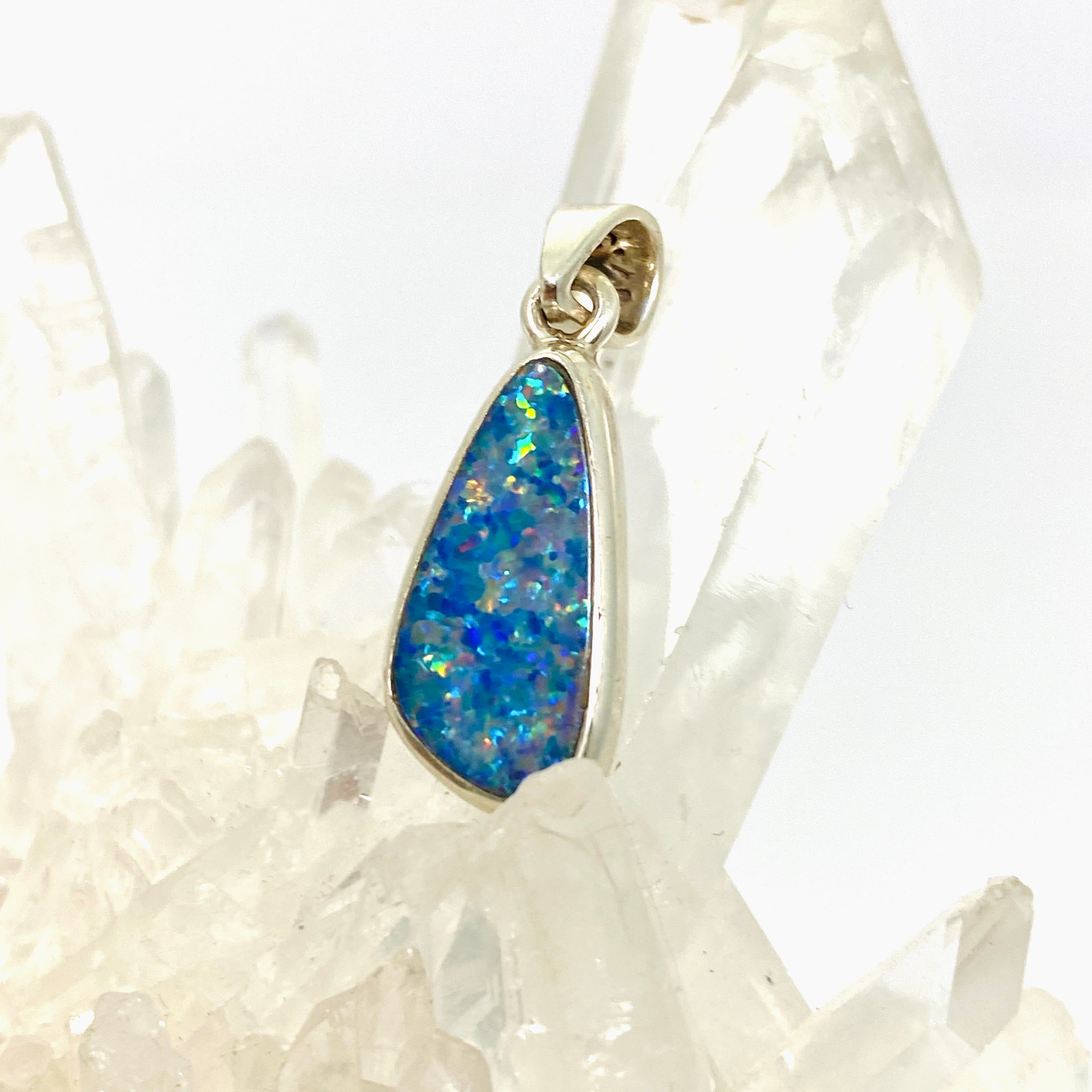 Natural Opal Doublet Freeform Cabochon Pendant - Genuine Lightning Ridge Australian Opal Jewelry PPGJ1002 | Handmade Necklace for Women, Gift for Her, Birthday & Anniversary Present