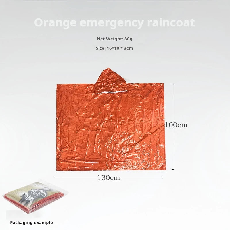 Emergency Thermal Rain Poncho - Waterproof & Windproof Survival Gear for Hiking, Camping & Outdoor Adventures - Lightweight & Compact for Emergency Kits