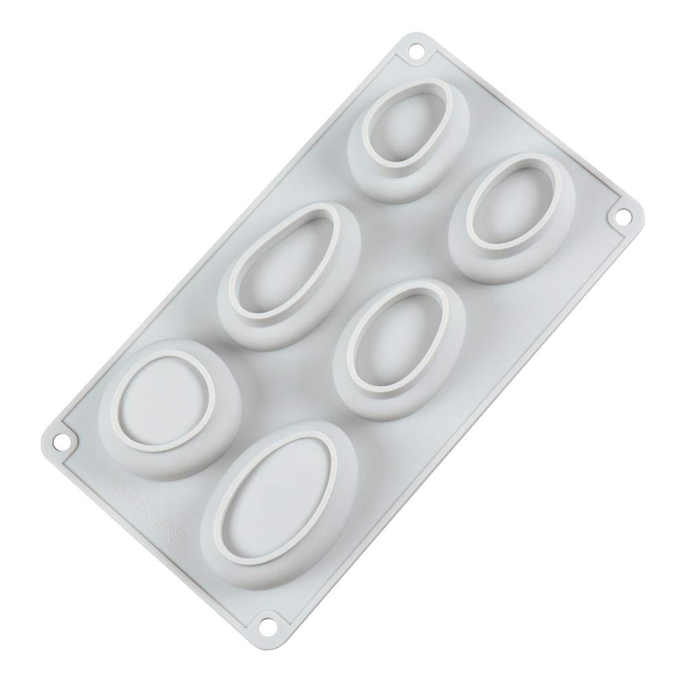 6 Cavity Oval Cobblestone Silicone Mold for 3D Painting Art, Polymer Clay, Plaster & Concrete - DIY Handmade Crafts, Home Decor & Garden Stone Making