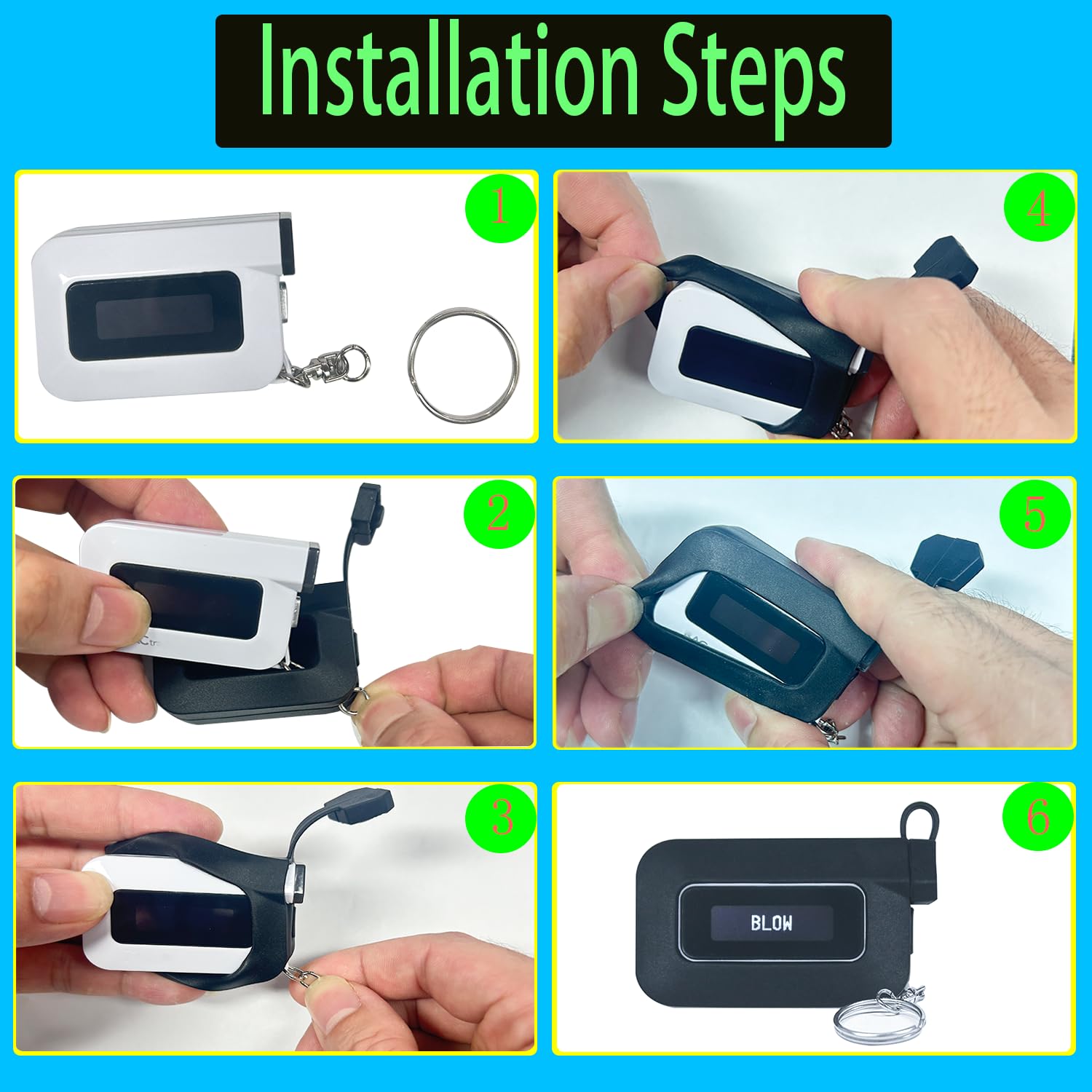 Premium Silicone Protective Cover for C6 Keychain Breathalyzer - Black (1 Pack + 30 Bonus) | Perfect for Nightlife, Travel & Personal Alcohol Monitoring