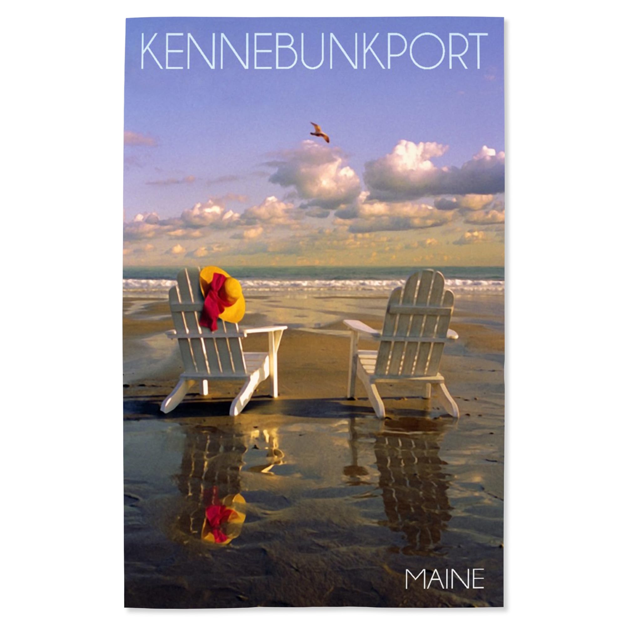 Lantern Press 16x24 Inch Giclee Art Print - Kennebunkport Maine Coastal Wall Decor with Adirondack Chairs Beach Scene | Perfect for Living Room, Bedroom & Office Wall Art