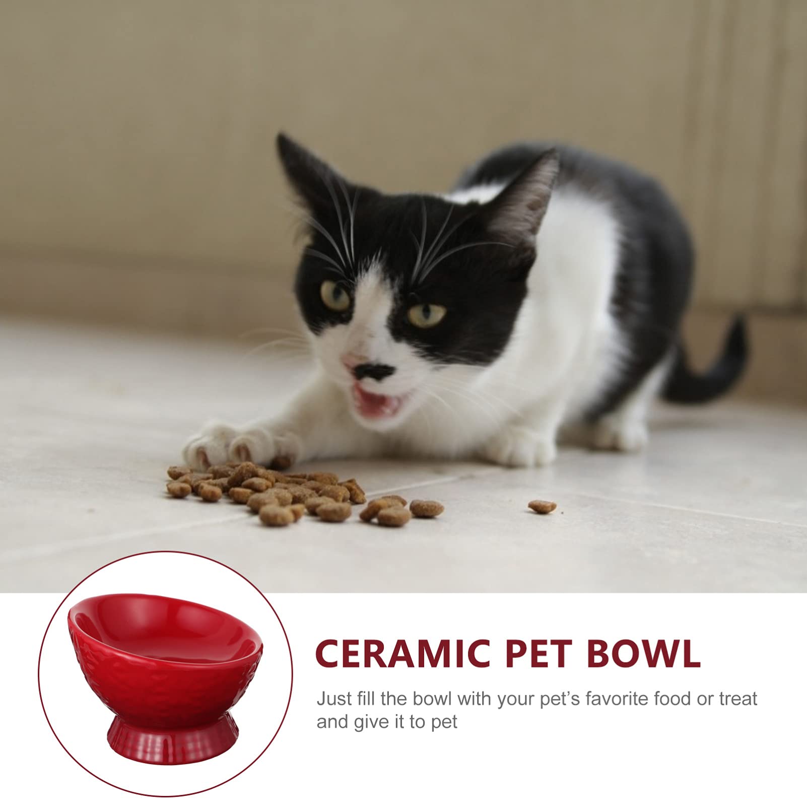 Balacoo Elevated Ceramic Pet Bowls for Cats & Dogs - Raised Food and Water Dish for Puppies, Kittens, Small Pets - Perfect for Mealtime, Feeding Station, and Home Decor