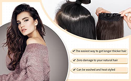 Majik Natural Brown Curly/Wavy Hair Extensions for Women - 100% Human Hair Clip-Ins (16