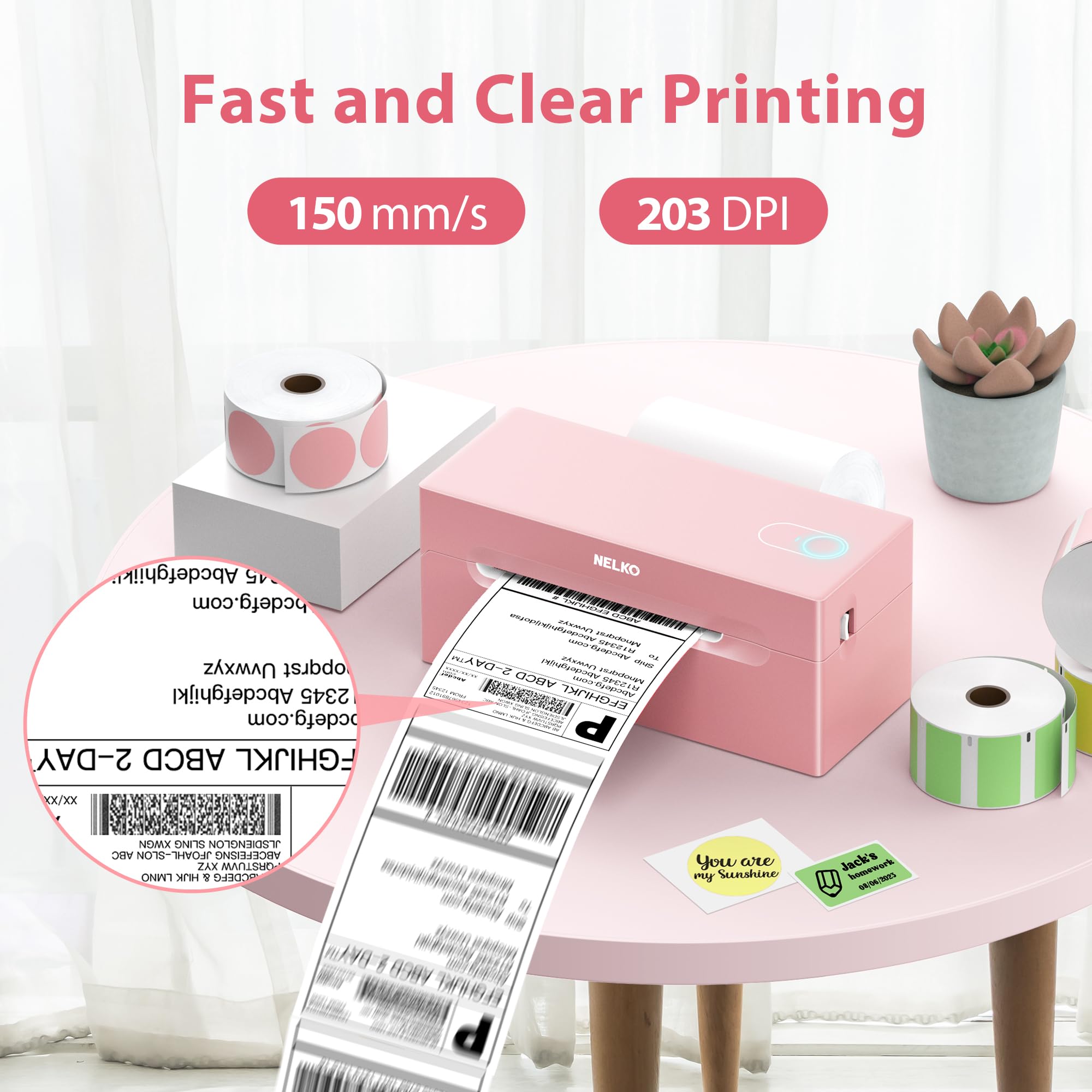 Nelko Bluetooth Thermal Shipping Label Printer - Wireless 4x6 Label Maker for Amazon, eBay, Shopify & Etsy | Compatible with Android, iPhone & Windows | Perfect for USPS, UPS & FedEx Packages | Ideal for Home Business & E-commerce Shipping