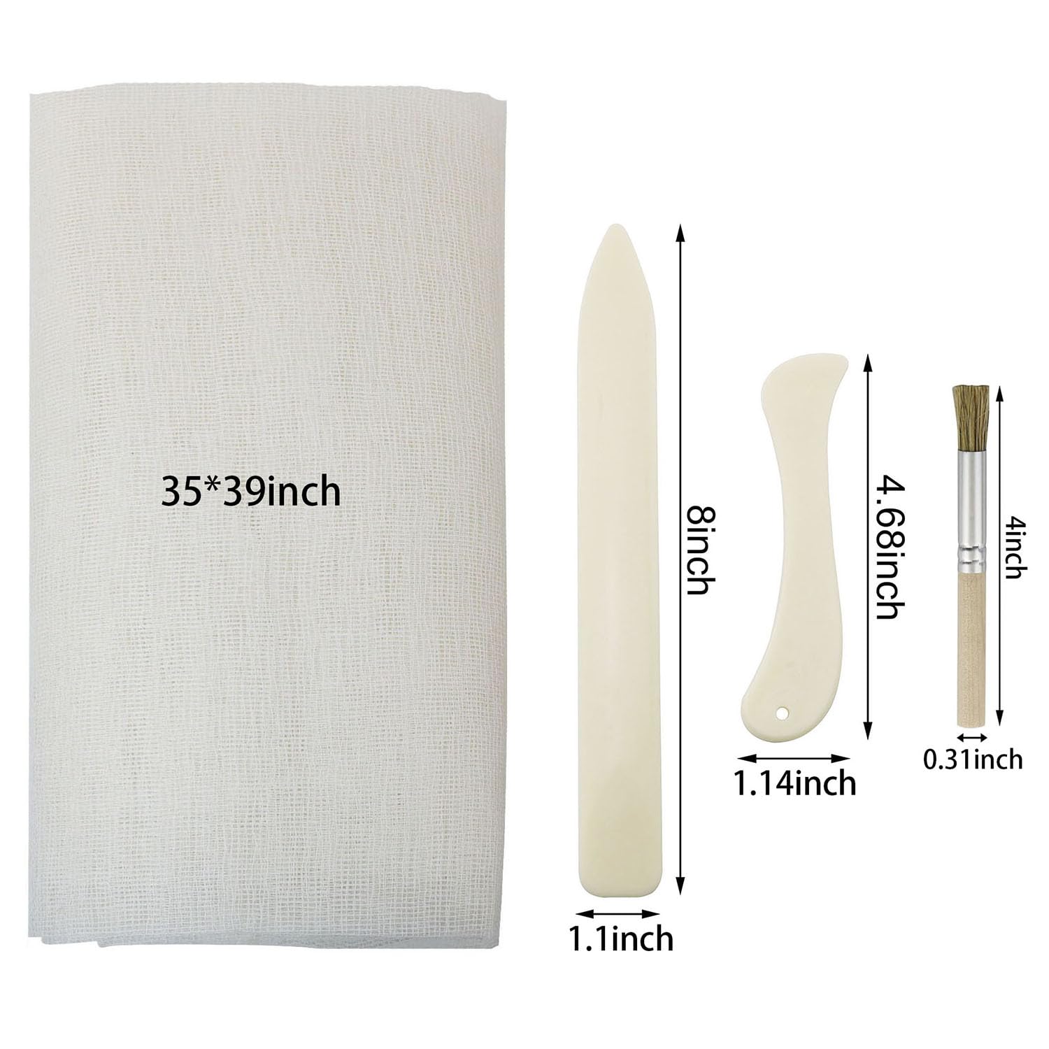XGNG 4PCS Book Binding Repair Kit - Bone Folder, Brushes & Cloth Material for Restoring Old Books | DIY Bookbinding Supplies for Antique Book Restoration & Craft Projects