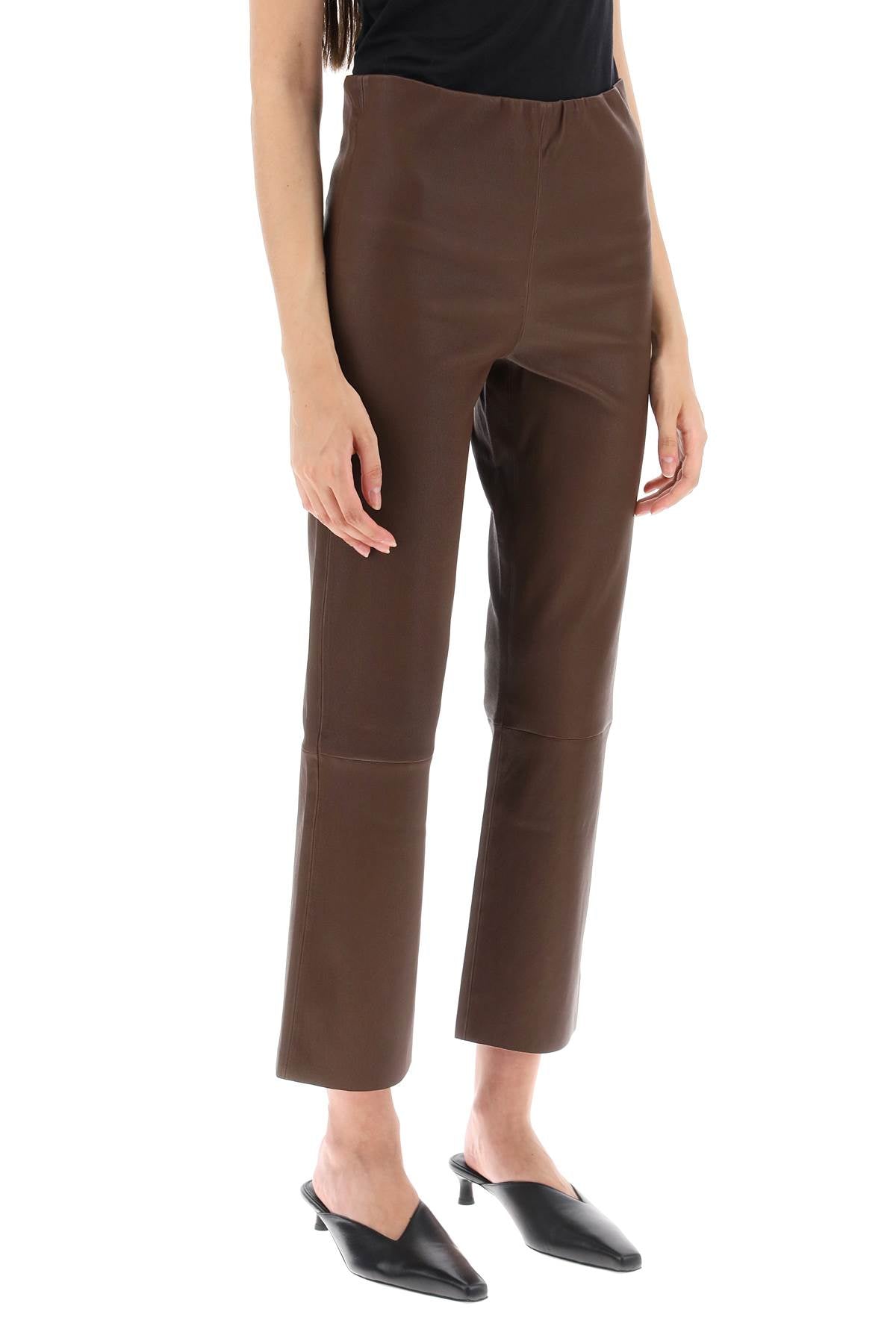 By Malene Birger Florentina Genuine Leather Pants for Women - Stylish & Comfortable High-Waisted Trousers for Night Out, Office & Casual Wear