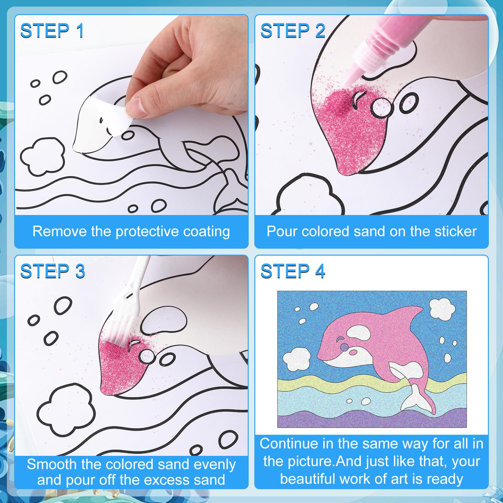 Ocean Animal Sand Art Kits for Kids - 30 DIY Craft Sets for Beach & Party Activities