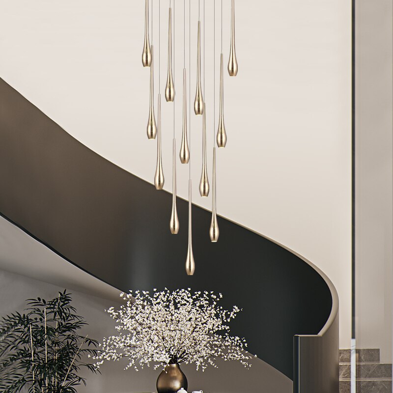 Elegant Staircase Chandelier - Modern Circular Cone Design Crystal Pendant Light for Hallway, Foyer & Stairwell - Perfect for Home Decor & Luxury Ambience Lighting