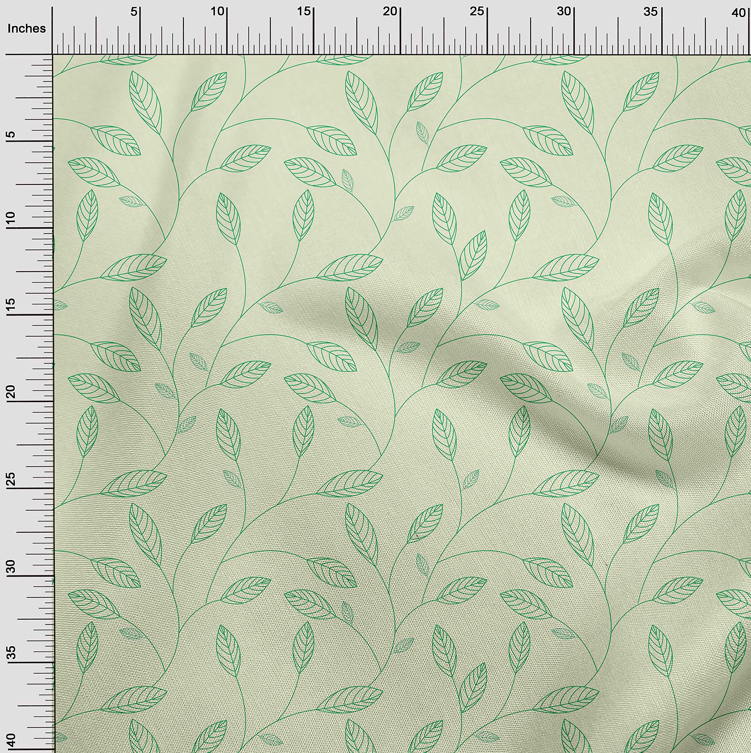 Premium 100% Cotton Poplin Fabric - Greenish Beige Printed Sewing Material by The Yard (56