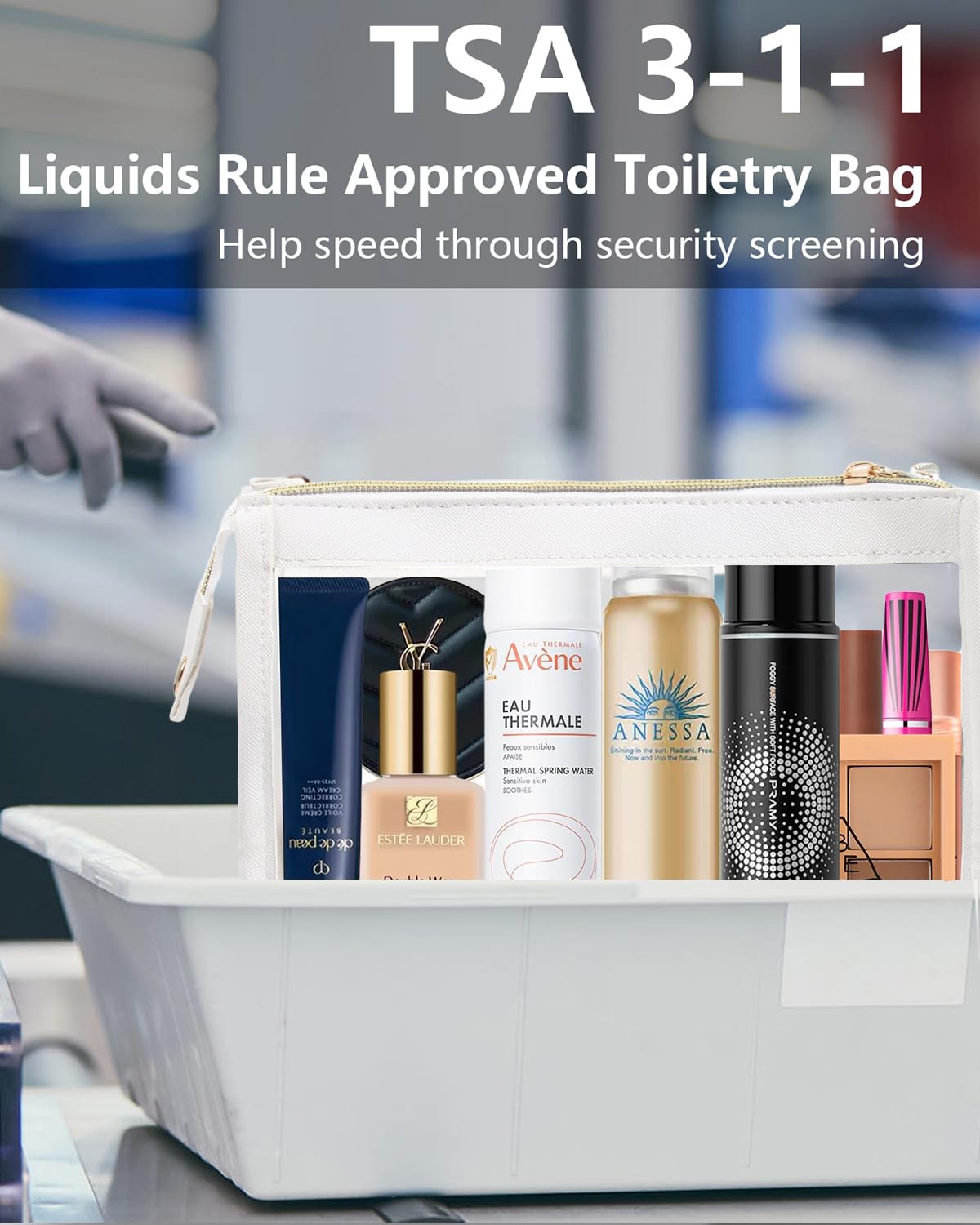 Small Clear Makeup Bag Waterproof Travel Toiletry Case with Zipper - Transparent Cosmetic Pouch for Toiletries, Travel Essentials & Car Organization (White) - Perfect for Airplane Carry-on, Gym Storage & Daily Beauty Organizer