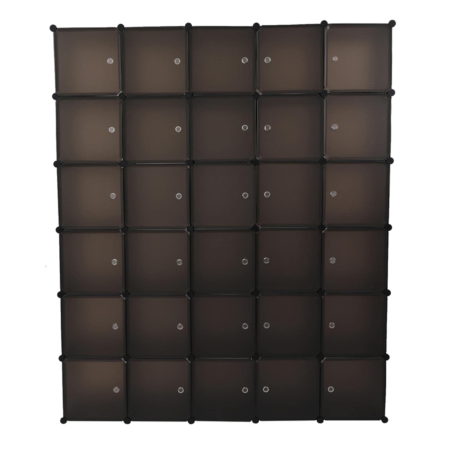 LALAHO 30 Storage Cube Organizer - Plastic Modular Shelving Unit with Translucent Drawers for Clothes, Shoes, Toys | DIY Closet, Bookcase & Cabinet System in Brown | Perfect for Kids' Room, Dorm & Home Organization