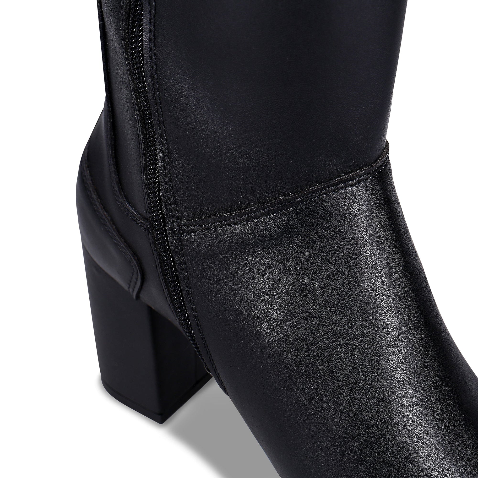 Greta Women's Vegan Apple Leather Calf Boots - Black | Eco-Friendly Fashion Booties for Women | Perfect for Fall, Winter & Office Wear