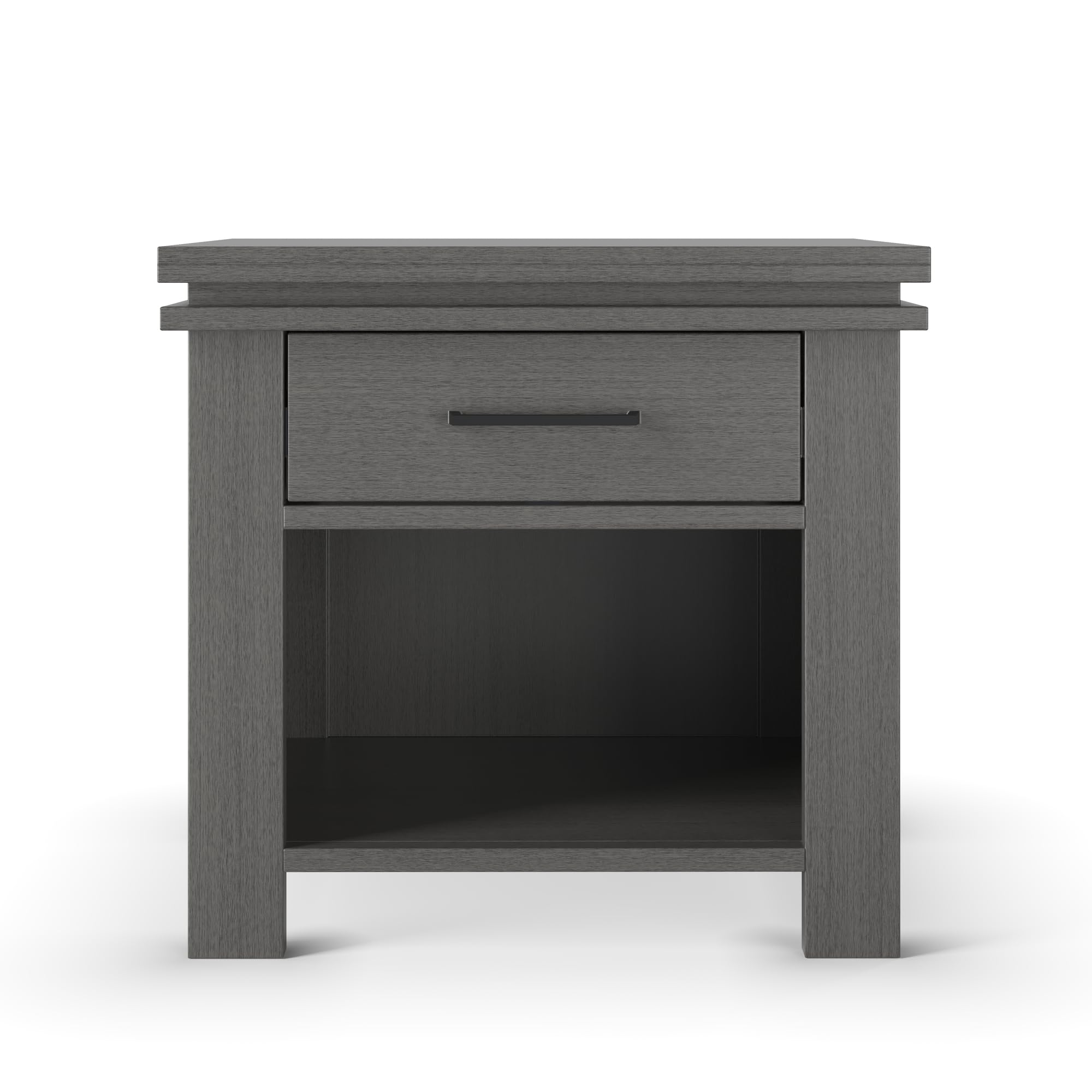Child Craft Denman Nightstand with Drawer - Sturdy Pinewood Nursery or Bedroom Side Table with Large Storage, Non-Toxic Baby-Safe Finish in Midnight Gray | Perfect for Kids' Rooms, Guest Bedrooms & Nursery Organization