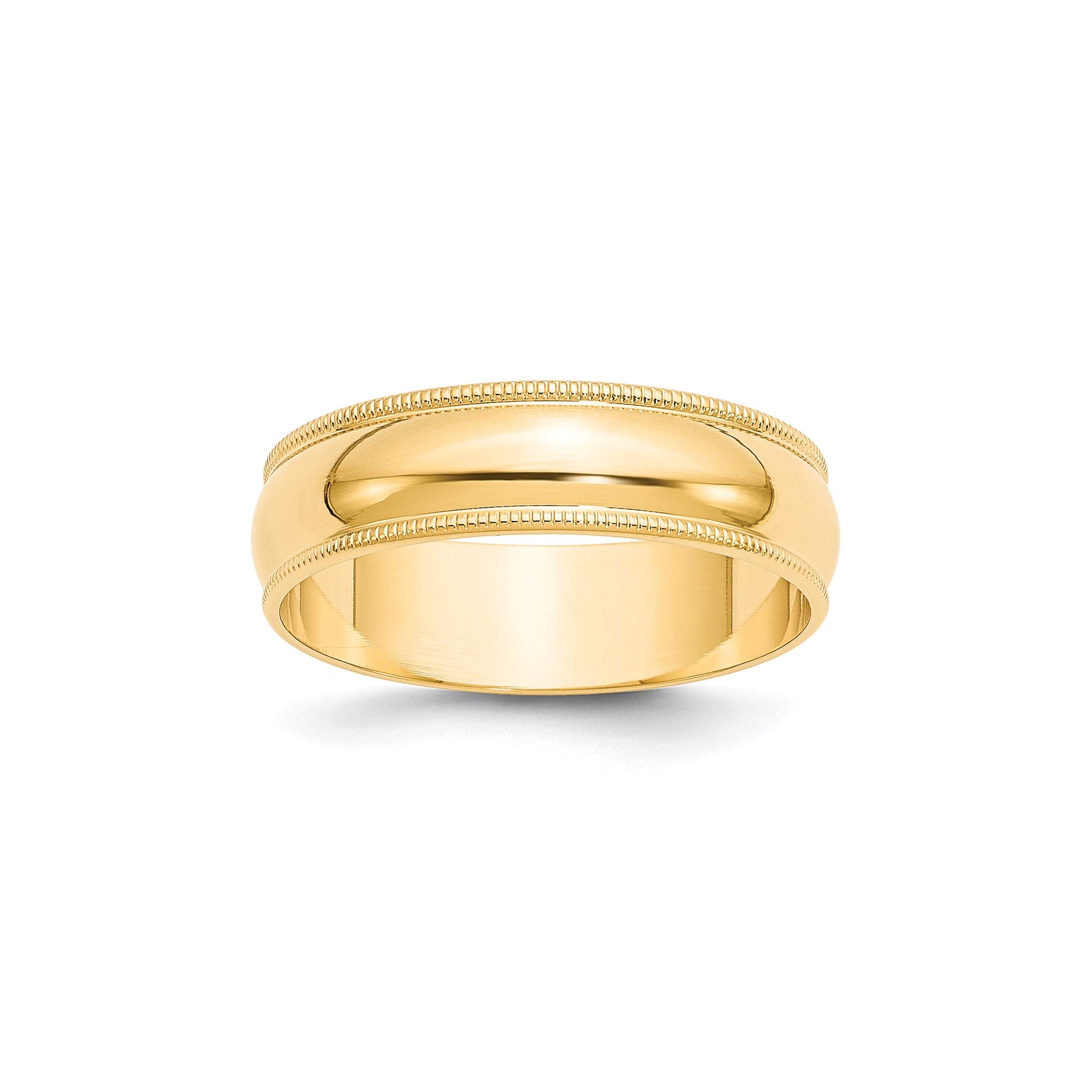 14k Yellow Gold 6mm LTW Milgrain Band - Size 10 - Wedding & Anniversary Jewelry
