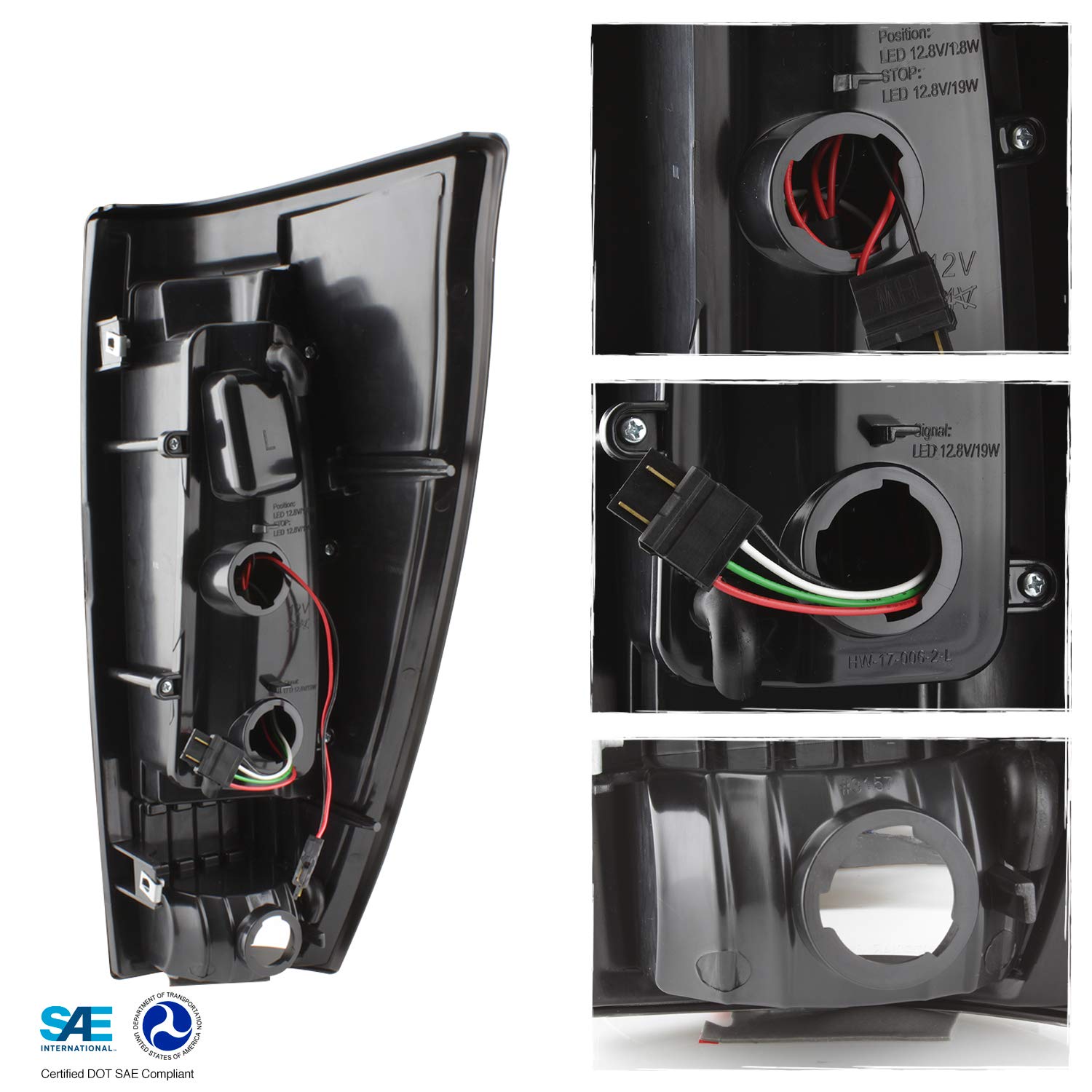 AKKON LED Tail Lights for 2002-2006 Chevy Avalanche 1500/2500 - Black Tube Bar Style Brake Lamps (Left+Right Pair) | Perfect for Off-Roading, Truck Upgrades & Night Driving Safety