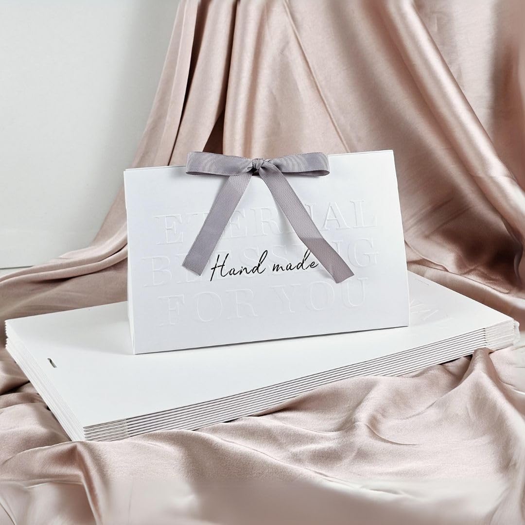 4-Piece White Folding Paper Gift Box Set with Ribbon - Elegant Wedding Favor Boxes, Birthday Party Decor, Valentine's Day & Festival Gift Packaging - Perfect for Chocolates, Jewelry & Small Gifts (White)
