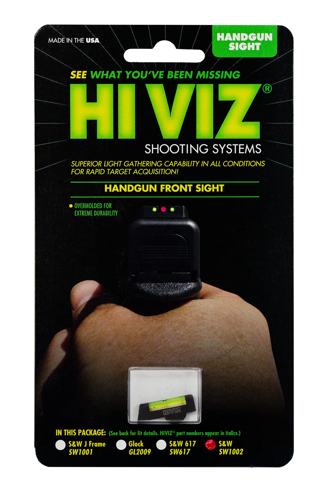 High Visibility HIVIZ NPSW1002-G Green Fiber Optic Front Sight for Pistols & Rifles - Perfect for Hunting, Target Shooting & Home Defense