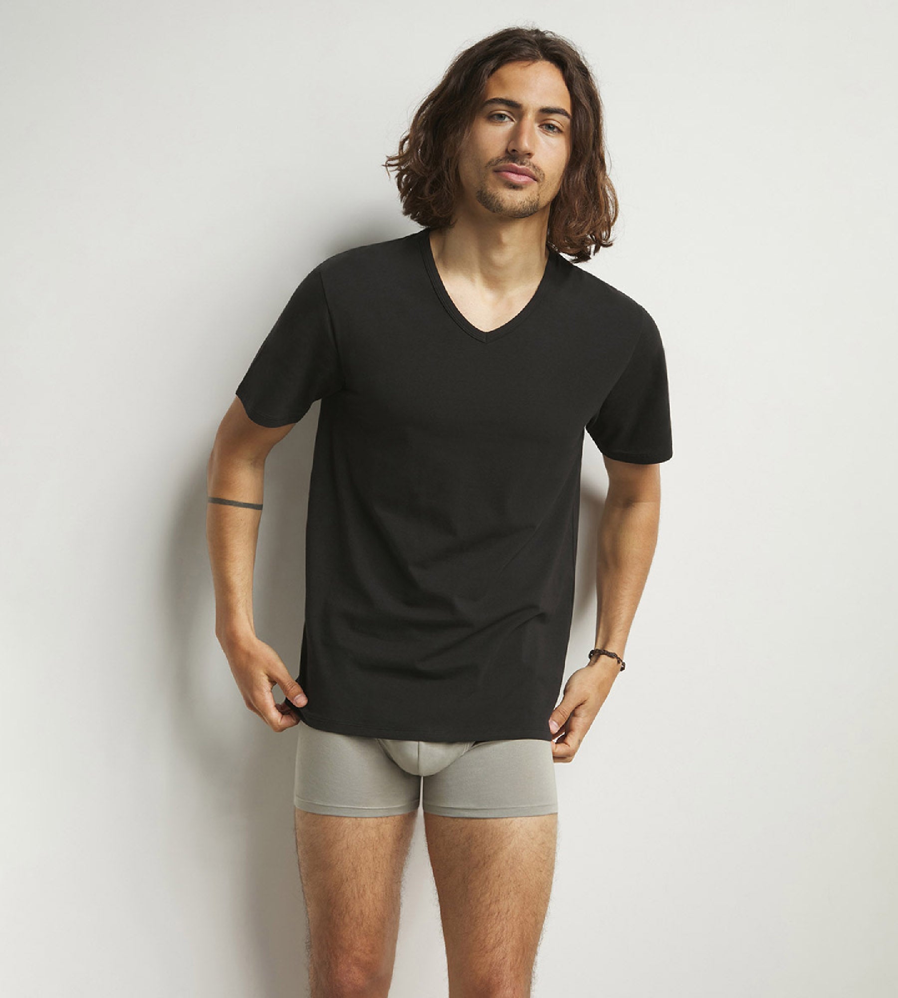 2 Pack Men's Thermal Regulating Cotton Black V-Neck T-Shirts - Breathable, Moisture Wicking for Workout, Gym & Outdoor Activities
