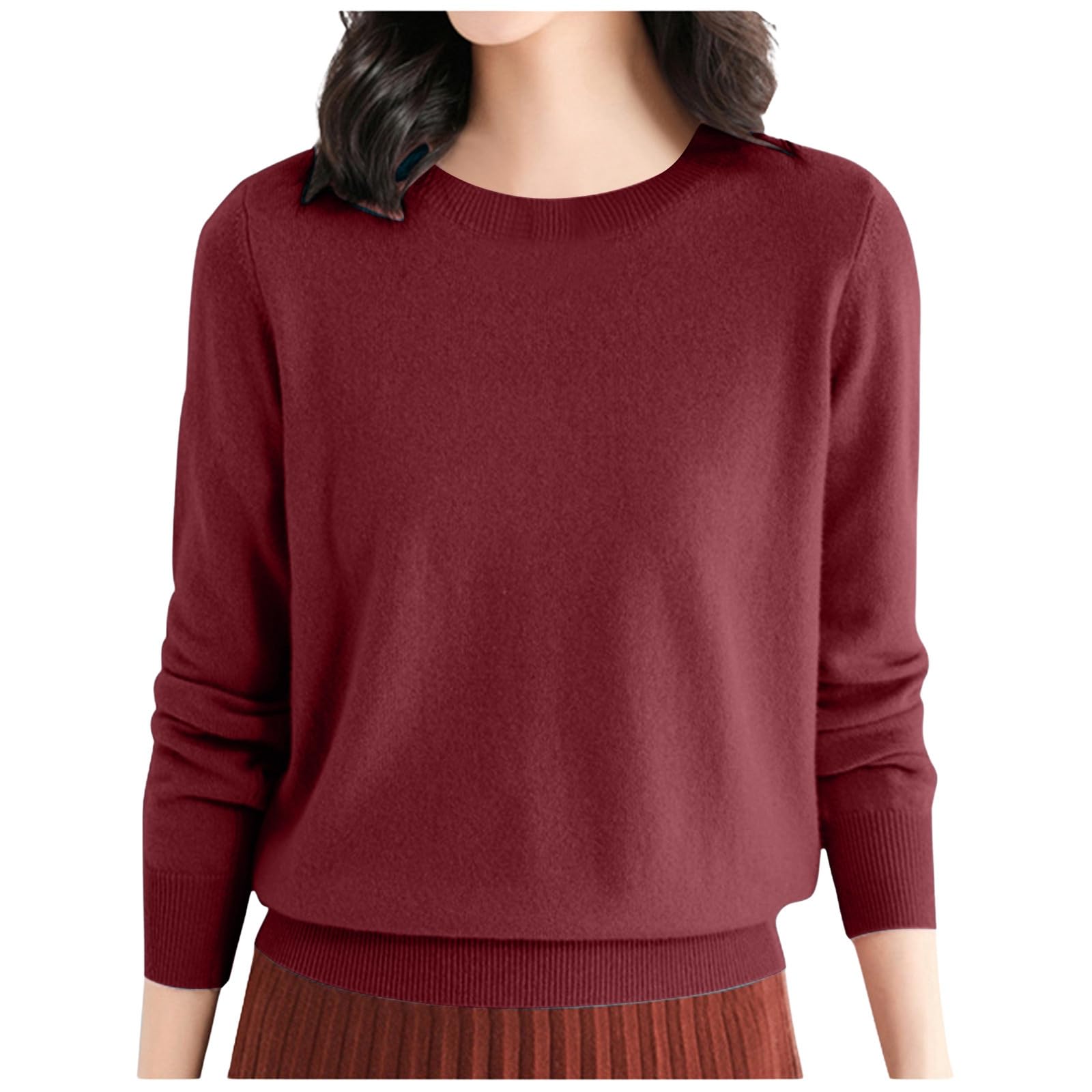 Soft Cashmere Sweater for Women - Lightweight Crew Neck Pullover for Work & Travel