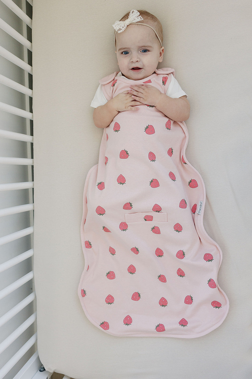 4 Season Baby Sleep Sack - Merino Wool & Organic Cotton for Infants 2 Months to 2 Years - Soft & Breathable Strawberry Design - Perfect for Nursery, Daycare & Travel