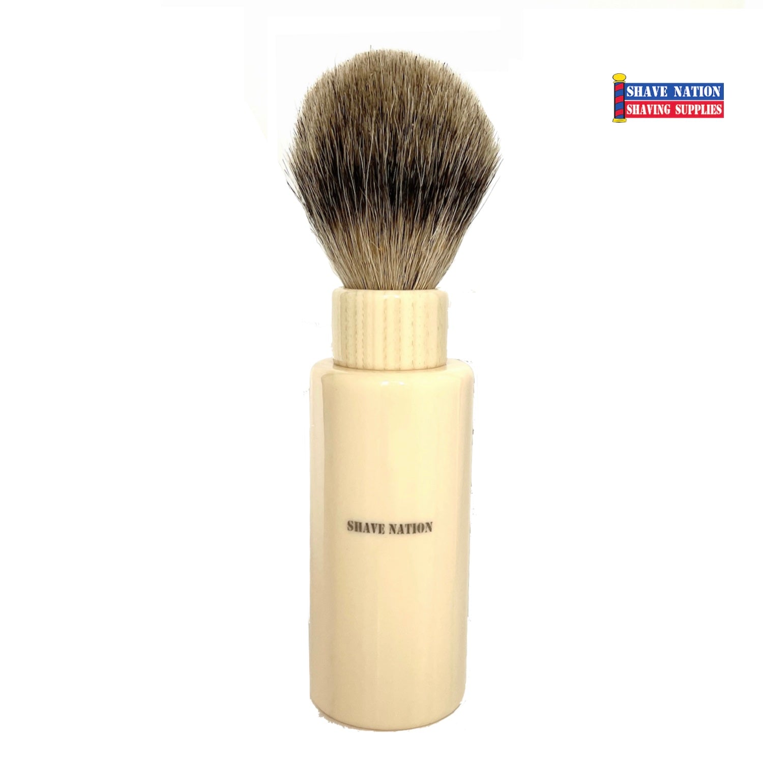 Premium Badger Hair Shaving Brush for Travel - Ivory Resin Handle - Compact & Durable Men's Grooming Essential - Perfect for Business Trips & Vacation Toiletries