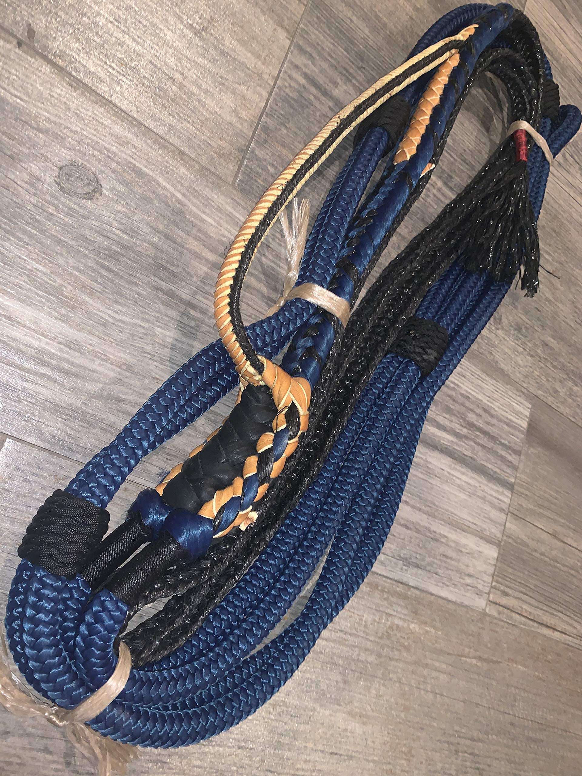 Premium Bull Rope - Navy Blue Nylon with Black Poly Pro Core - 9x7 Left Hand Lay - 3/4