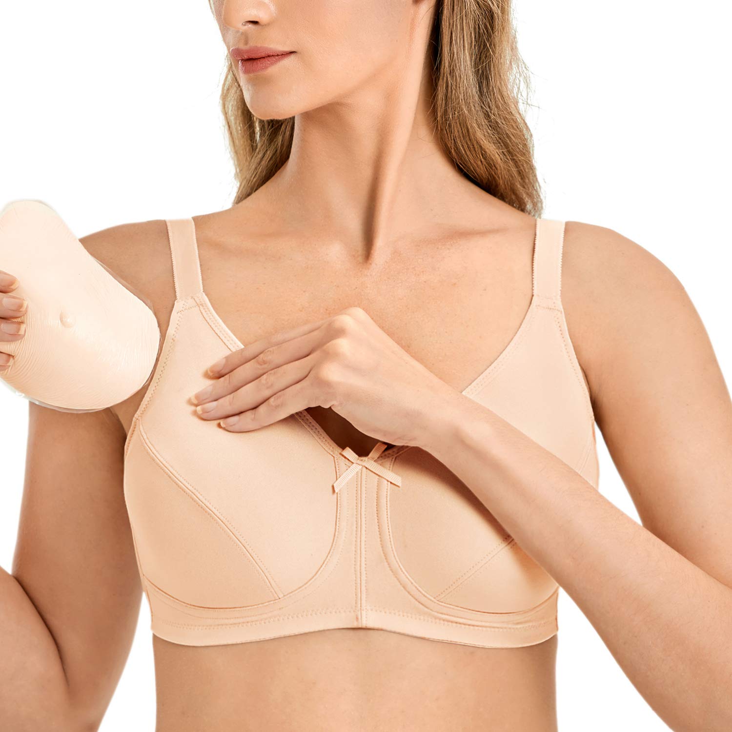 LAUDINE Women's Post Surgery Bra - Full Coverage Wireless Mastectomy Bras with Pockets - Comfortable Recovery Bra for Breast Cancer Patients & Post-Surgical Support - Ideal for Daily Wear, Sleeping & Healing