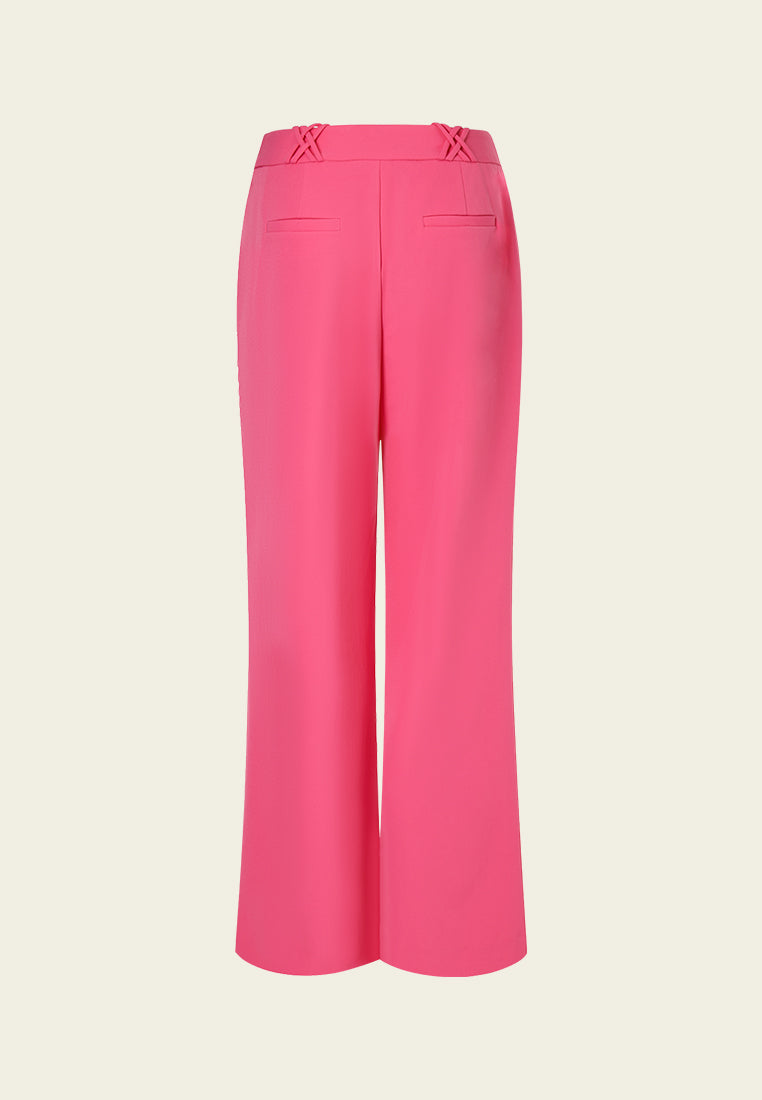 Fuchsia Pleated Wide Leg Pants for Women - High Waisted Flowy Trousers with Pockets | Perfect for Office, Casual Wear & Travel Outfits