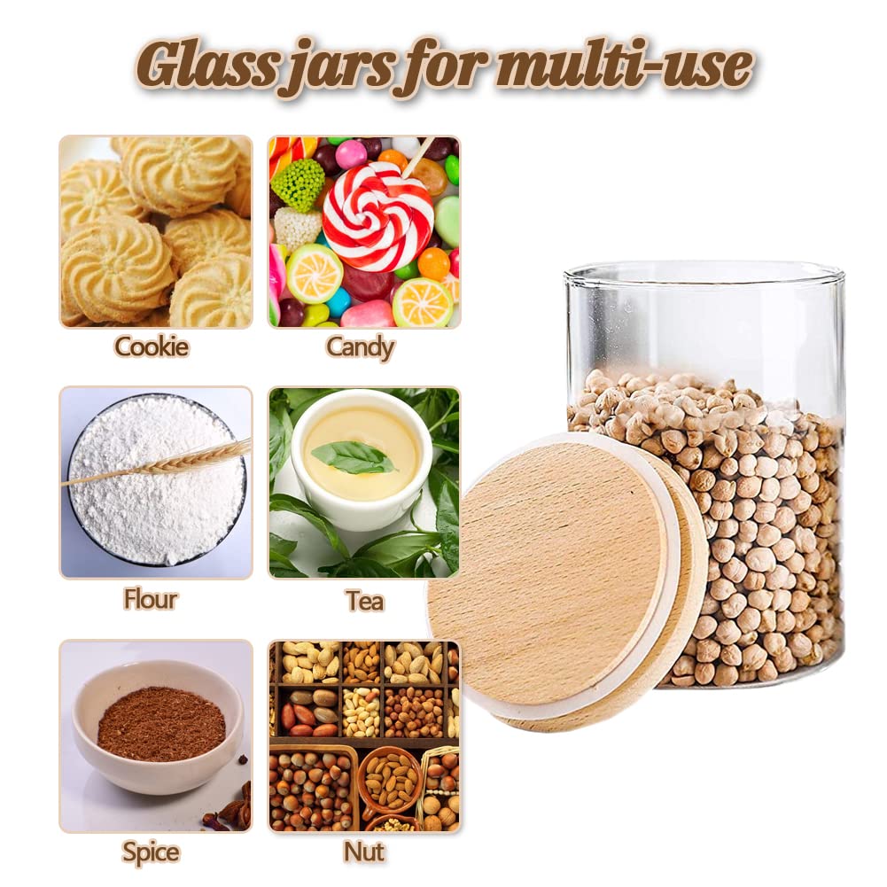 450ml Glass Jars with Bamboo Lids - Airtight Food Storage Containers for Kitchen, Pantry & Office (3-Pack) | Perfect for Cereal, Coffee, Tea, Spices & Dry Goods Organization