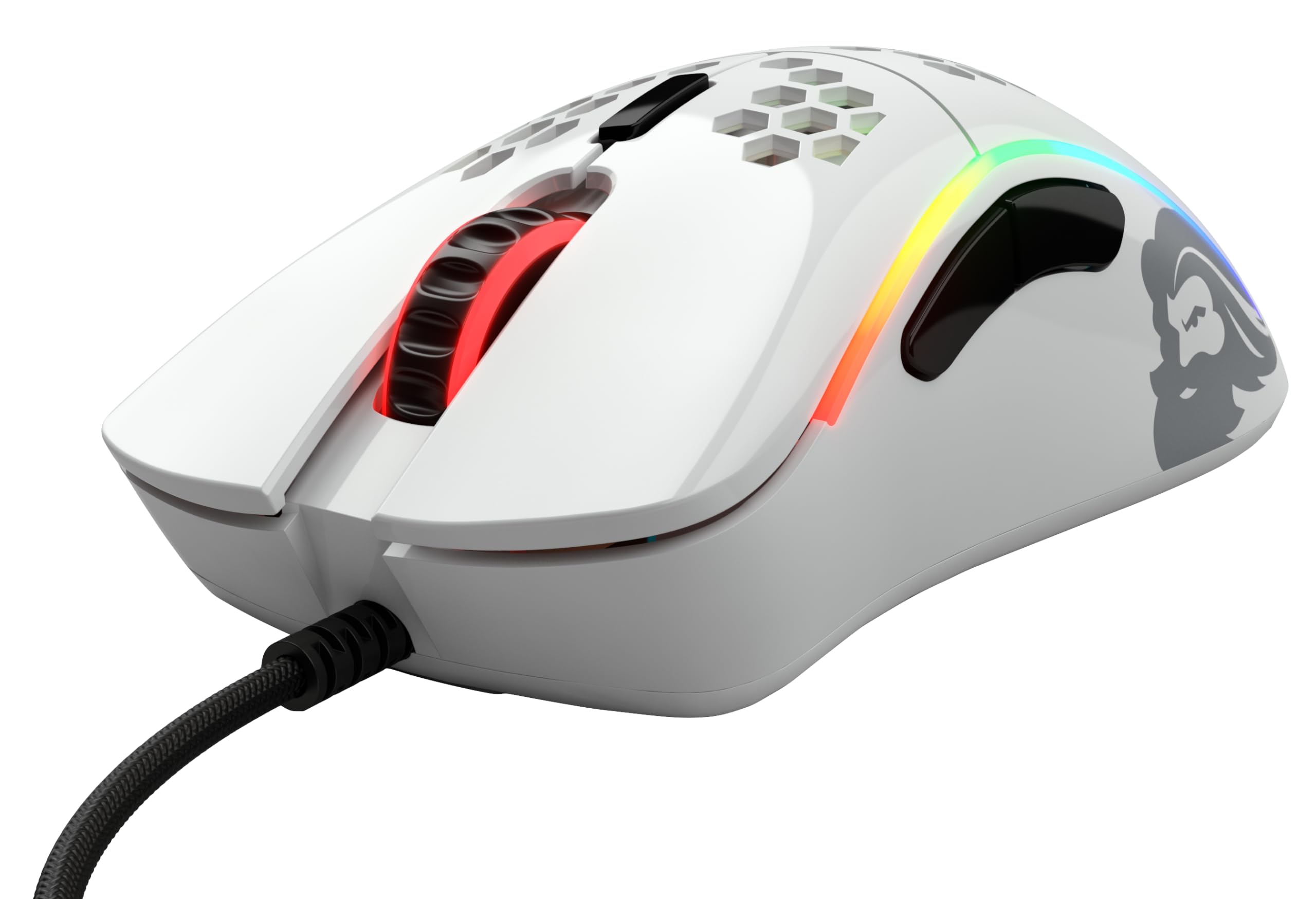 Glorious Model D- Wired Gaming Mouse - Ultra Lightweight 61g Honeycomb Design, RGB Lighting, Ergonomic, Pixart 3360 Sensor, Omron Switches, PTFE Feet, 6 Buttons - Matte White - Perfect for FPS, MOBA & Esports Gaming