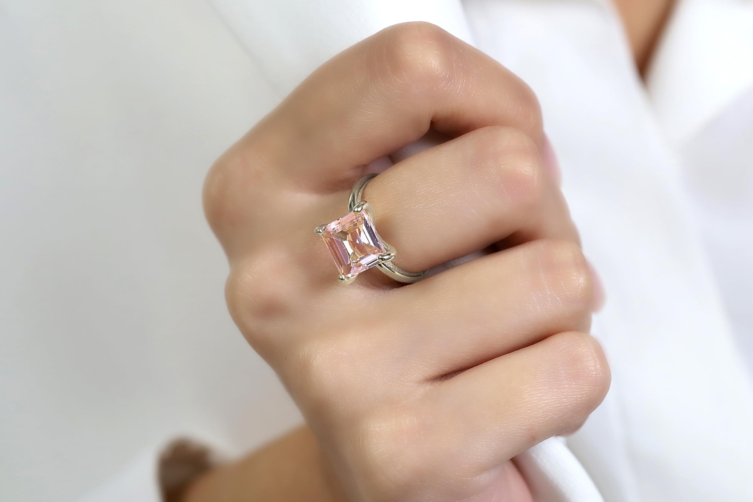 Lustrous Rose Quartz Ring - Handmade Crystal Jewelry for Women, Custom Love Ring, Engagement Ring, Promise Ring, Birthstone Ring - Available in All Sizes - Perfect for Valentine's Day, Anniversary Gifts & Spiritual Healing