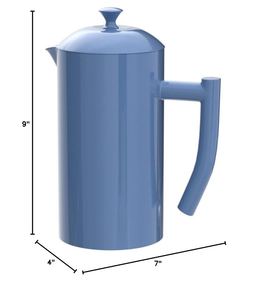 Frieling 34 oz Double-Walled Stainless Steel French Press Coffee Maker - Navy Blue, Insulated & Durable for Hot or Cold Brew - Perfect for Home, Office & Camping Coffee Lovers