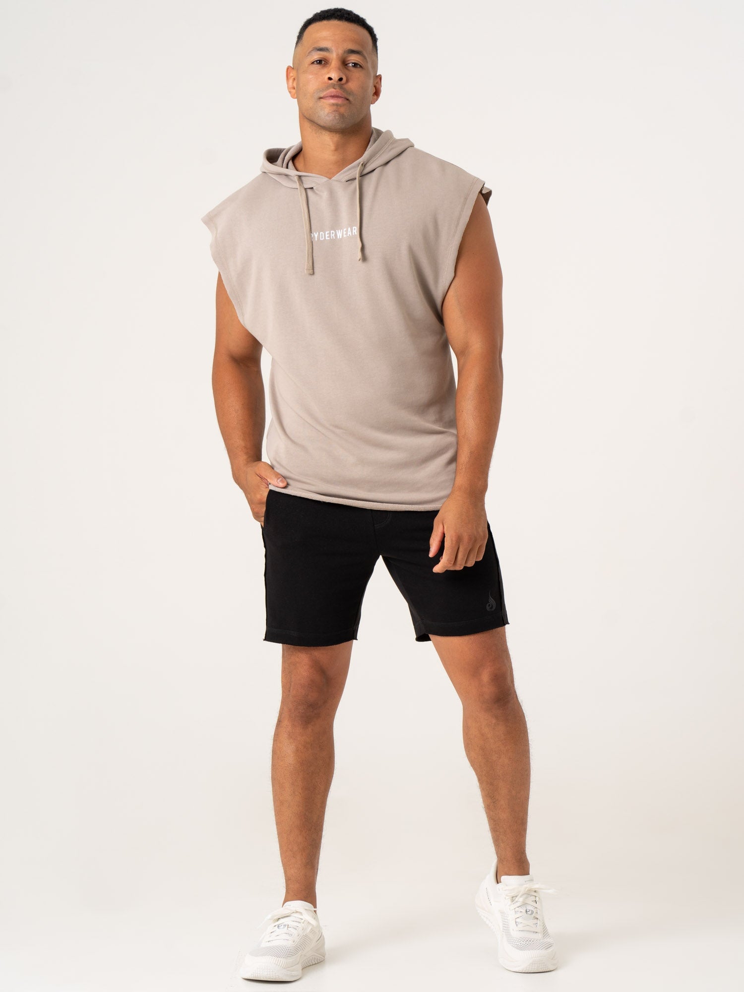 Pursuit Fleece Sleeveless Hoodie for Women - Lightweight Taupe Zip-Up Vest for Running, Gym & Outdoor Activities