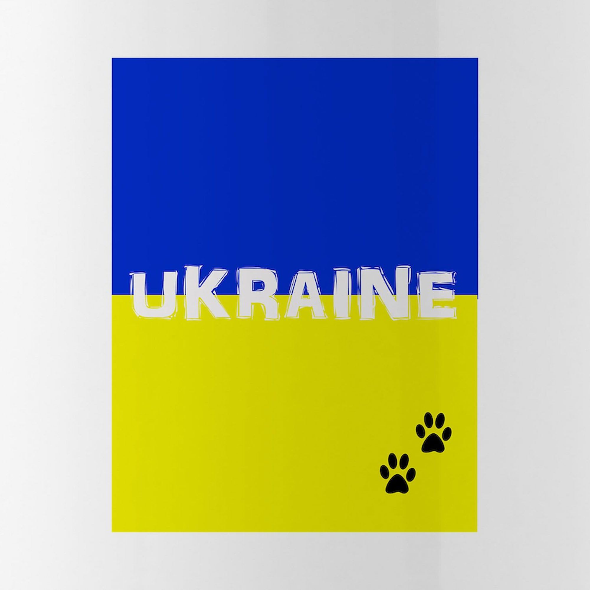 Ukraine Paws 1.0L (34 oz) Stainless Steel Water Bottle - Insulated Leakproof Travel & Gym Bottle for Outdoor Activities