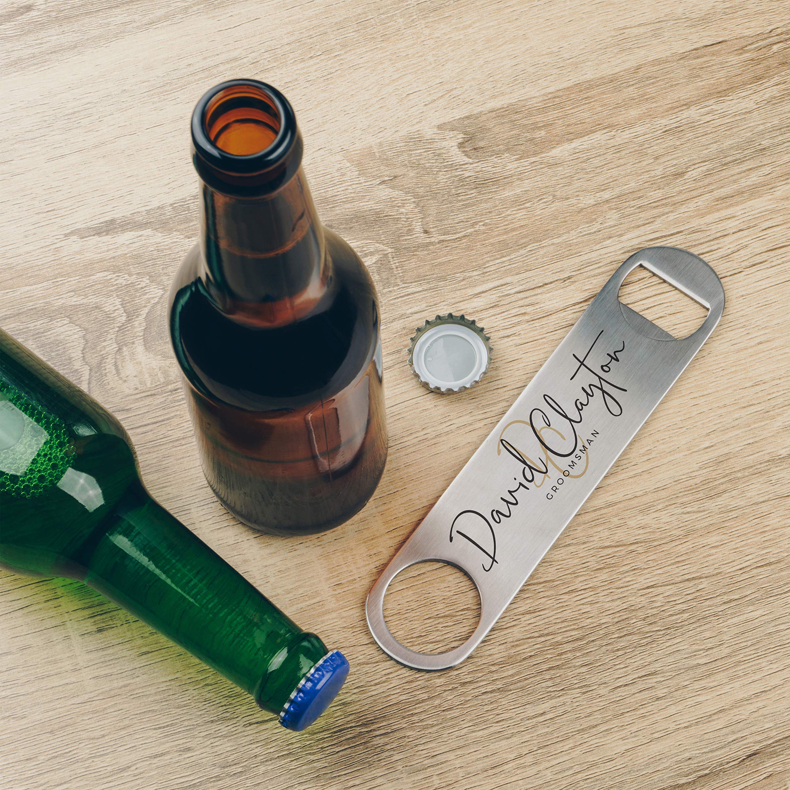 Set of 6 Personalized Stainless Steel Bottle Openers - Unique Groomsmen & Bridesmaid Gifts for Weddings, Bachelor Parties & Bridal Showers - Perfect Best Man Gift Idea for Wedding Celebrations & Party Favors