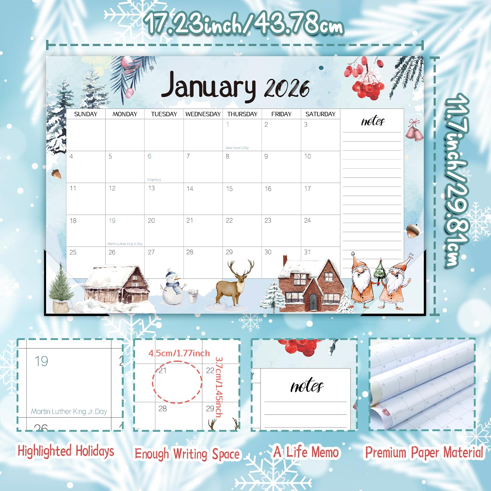 Guasslee 2025-2026 Monthly Desk Calendar | 19-Month Planner (June 2025 - December 2026) | 17