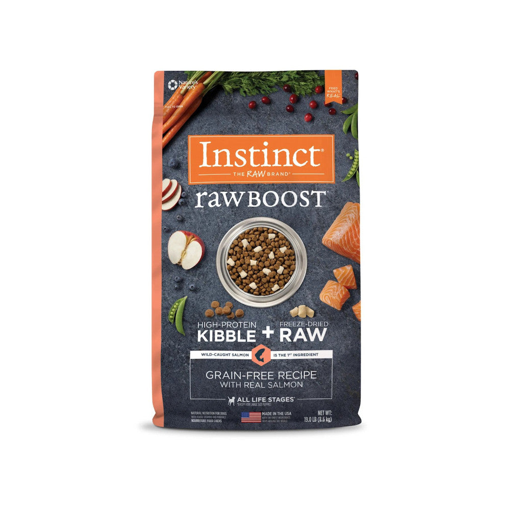 Premium Grain-Free Raw Boost Salmon Recipe Dry Dog Food – High Protein Kibble + Raw Nutrition for Active & Healthy Dogs – Perfect for Training, Outdoor Adventures & Daily Meals