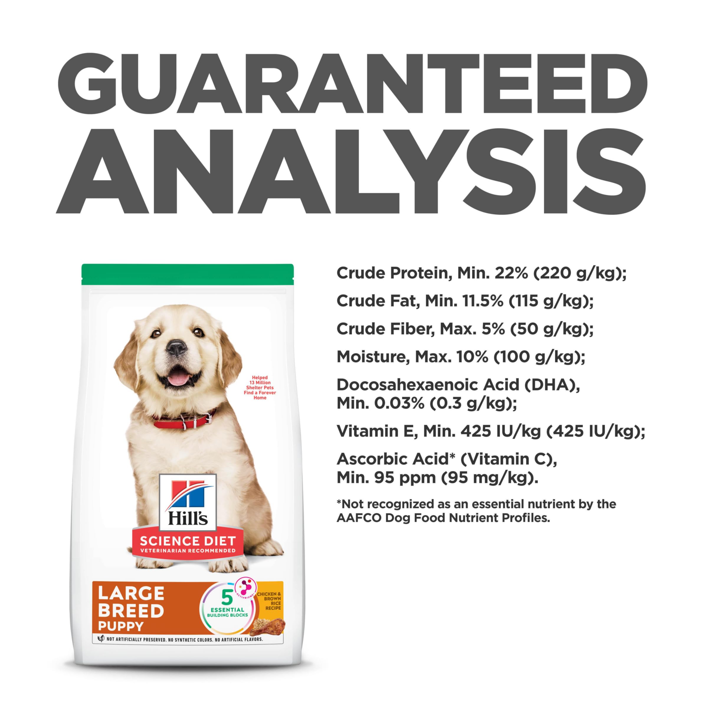 Hill's Science Diet Large Breed Puppy Dry Dog Food - Premium Nutrition with Chicken & Brown Rice, 15.5 lb Bag - Ideal for Growing Large Breed Puppies and Active Dogs