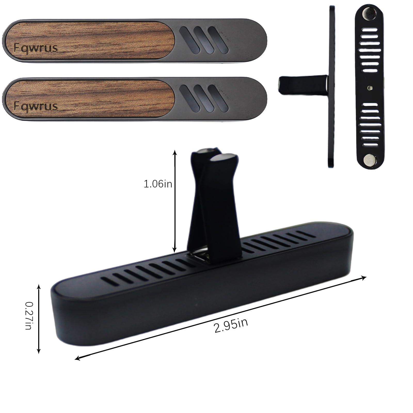 Premium Car Air Freshener Vent Clip - Aromatic Car Perfume Diffuser for Women & Men - Includes 4 Sponge Sticks & 1 Perfume Dropper (Metal+Walnut, 2 Pack) - Perfect for Cars, Trucks & Office Spaces
