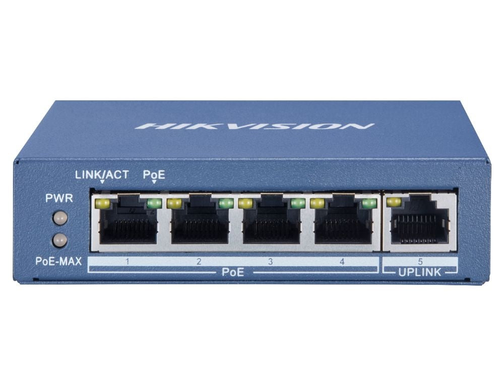 DS-3E0105P-E 5 Port Gigabit PoE Switch with 4 PoE+ Ports & 1 Uplink - Ideal for Home Office, IP Cameras, and VoIP Phones