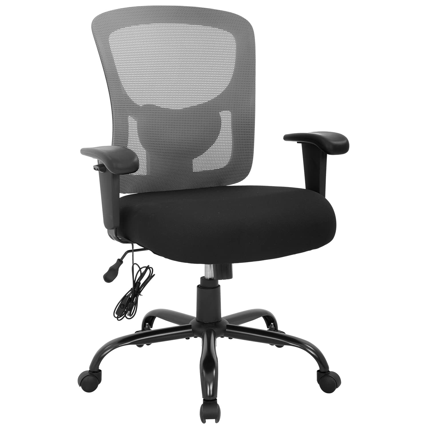 Big and Tall Office Chair 400lbs - Ergonomic Mesh Computer Desk Chair with Lumbar Support, Wide Seat & Adjustable Arms - High Back Executive Swivel Rolling Task Chair for Home Office (Grey) - Perfect for Long Work Hours & Heavy-Duty Use