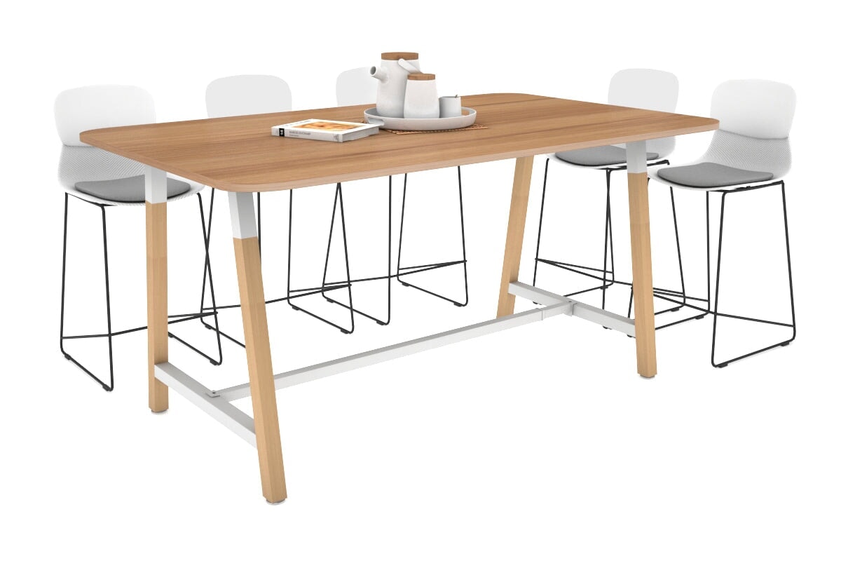 Premium Quadro A-Legs Counter Table with Rounded Corners - Solid Wood Legs & Cross Beam [1800L x 1100W] - Perfect for Kitchen Islands, Dining Areas & Commercial Spaces