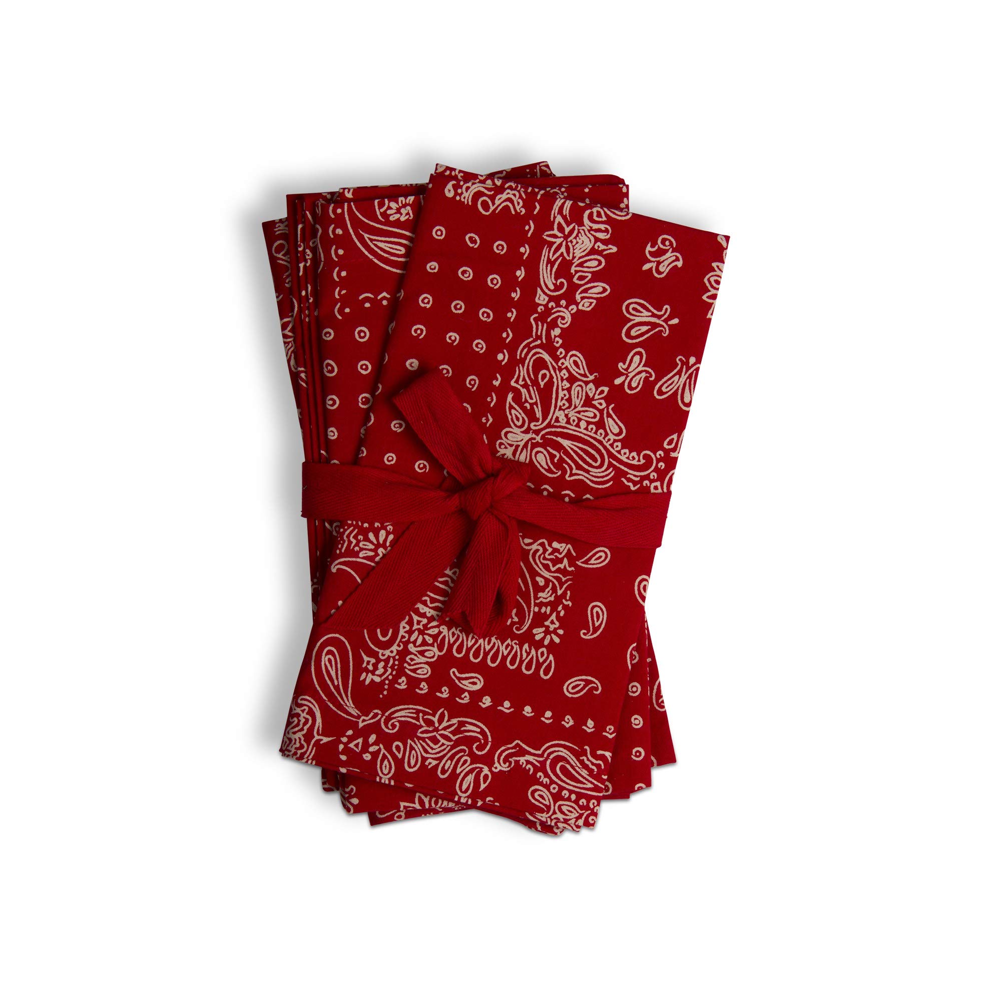Premium Cotton Hand Screen Printed Red Bandana Napkin Set of 4 - Stylish Home Table Decor for Dining, Parties & Picnics
