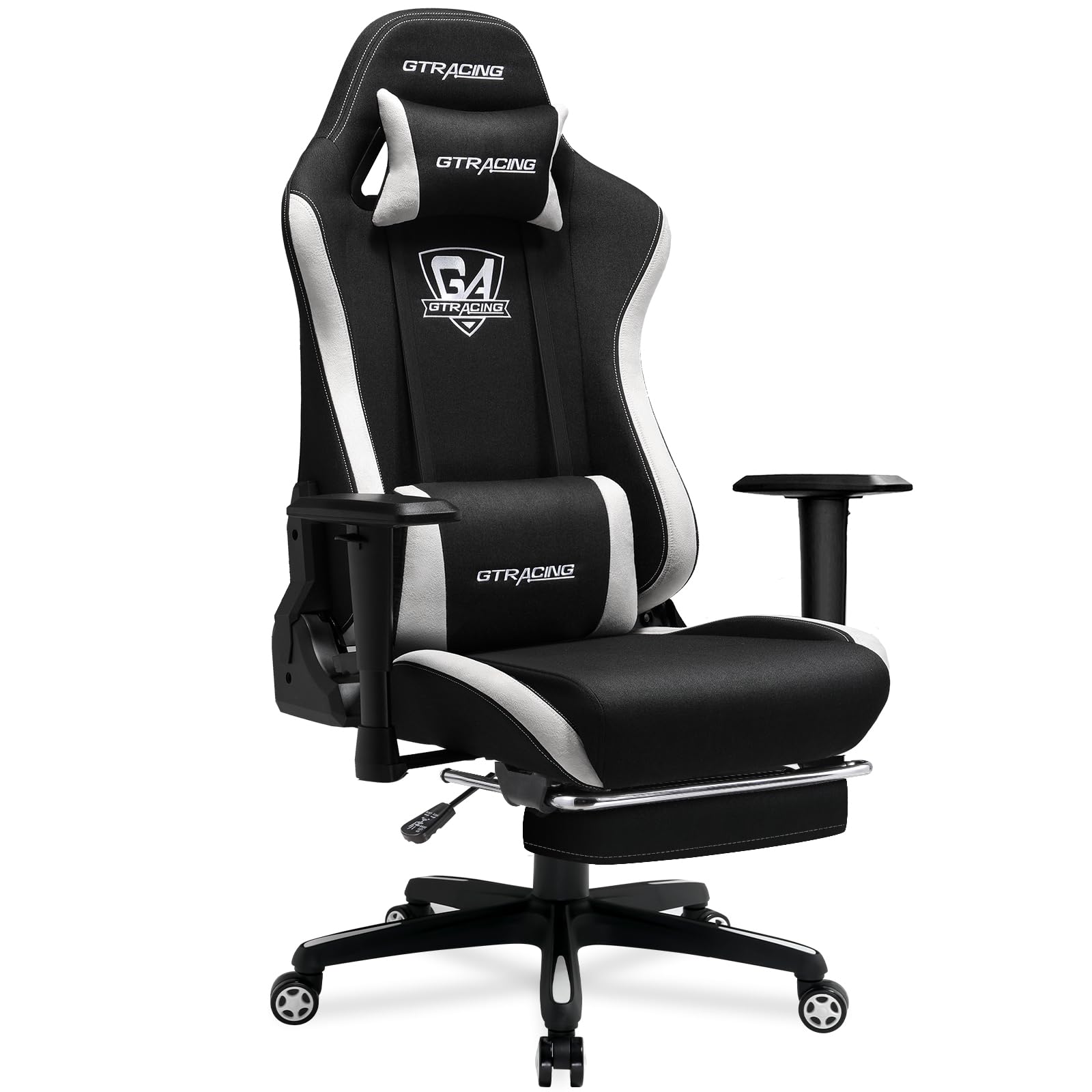 GTRACING Ergonomic Gaming Chair with Footrest - Breathable Fabric Big & Tall Computer Chair, 350 lbs Weight Capacity, Adjustable Lumbar Support & Recliner - High Back Office Gaming Chair for PC & Console Gamers (Black) - Perfect for Long Gaming Sessions, Esports & Home Office Work