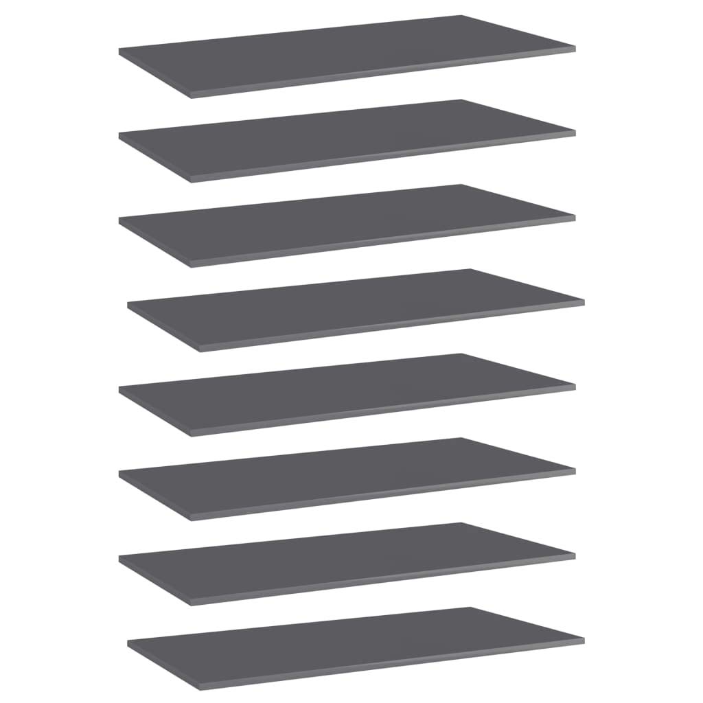 8-Piece High Gloss Gray Bookshelf Replacement Panels - Floating Shelves for Book Storage & Display - Perfect for Home Office, Living Room & Bedroom Organization (Accessories Not Included)