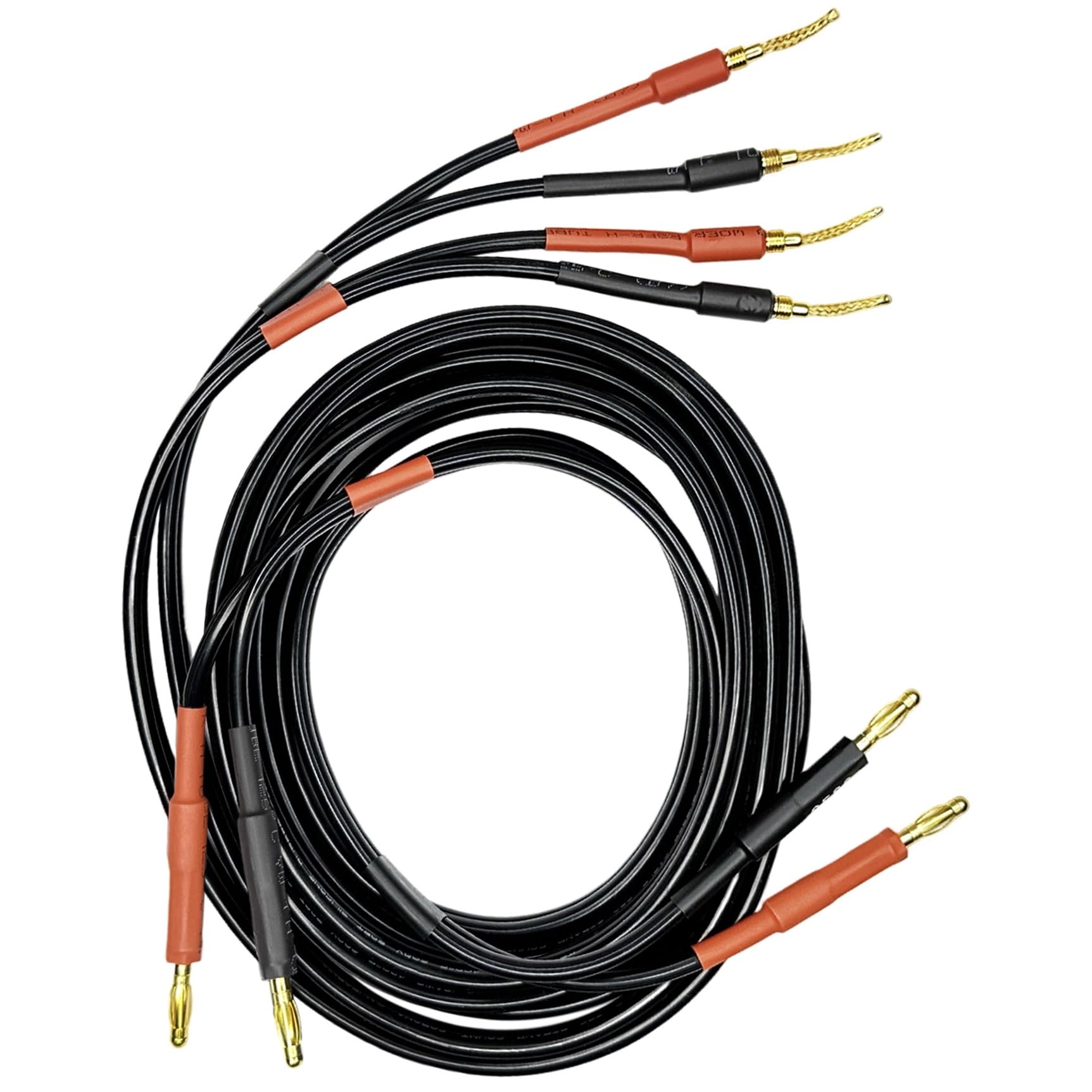 Premium 12 Gauge 680 Strand Super Soft Silicone Speaker Wire - 6 Feet Braided Banana Plug Cable (CESS-277-6f) with Spring Clips for Banana to 4mm Standard Plug | Perfect for Home Audio Systems, Studio Equipment & DIY Speaker Projects