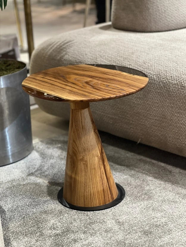 Handcrafted Walnut & Epoxy Resin Mushroom Side Table - Modern End Table for Living Room, Bedroom, or Office Decor - Unique Home Accent Furniture for Small Spaces