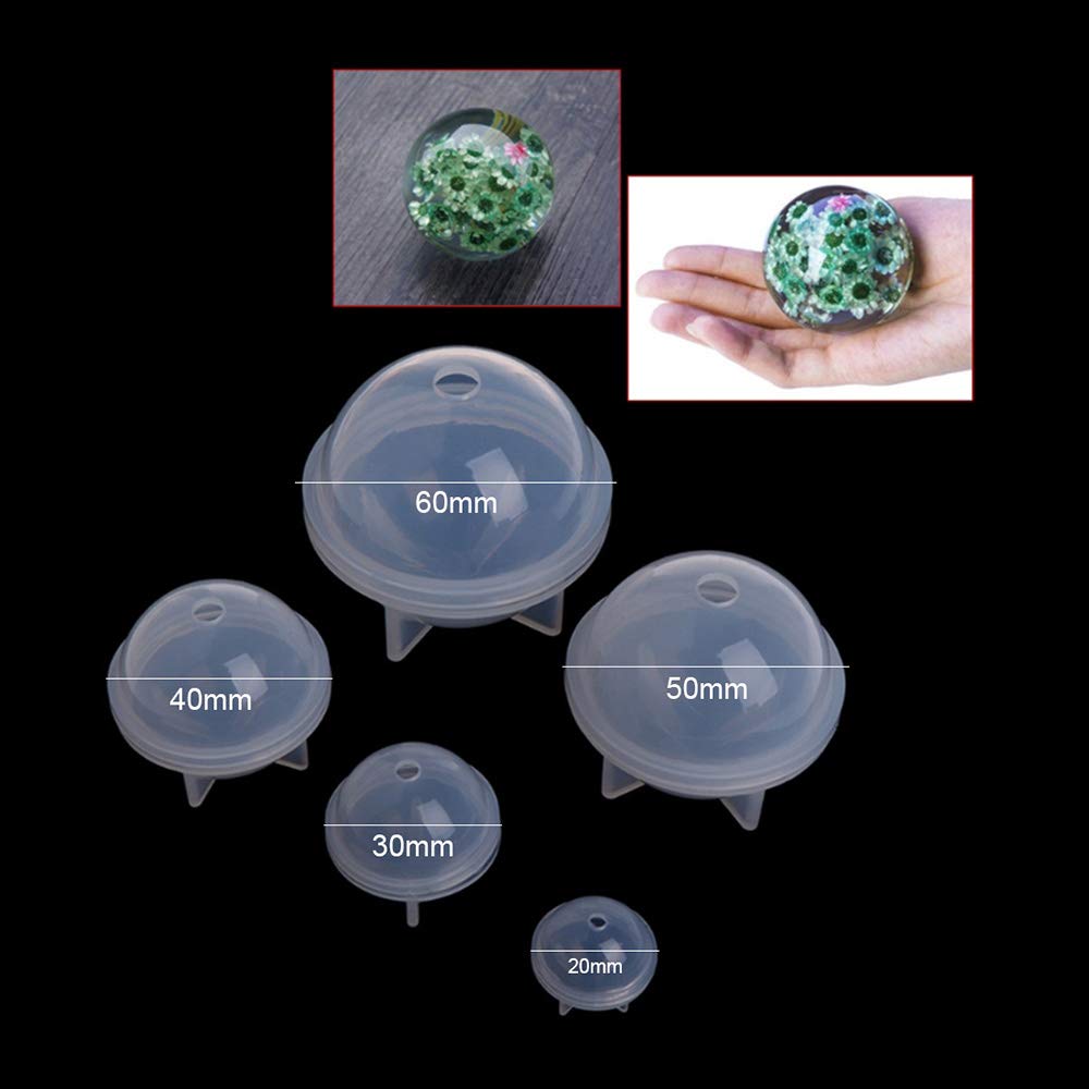 FineInno 5-Piece Sphere Silicone Molds Set - Round Resin Casting Molds for DIY Epoxy Jewelry, Soap, Candle & Bath Bomb Making - Perfect for Necklace Pendants, Home Decor & Craft Projects